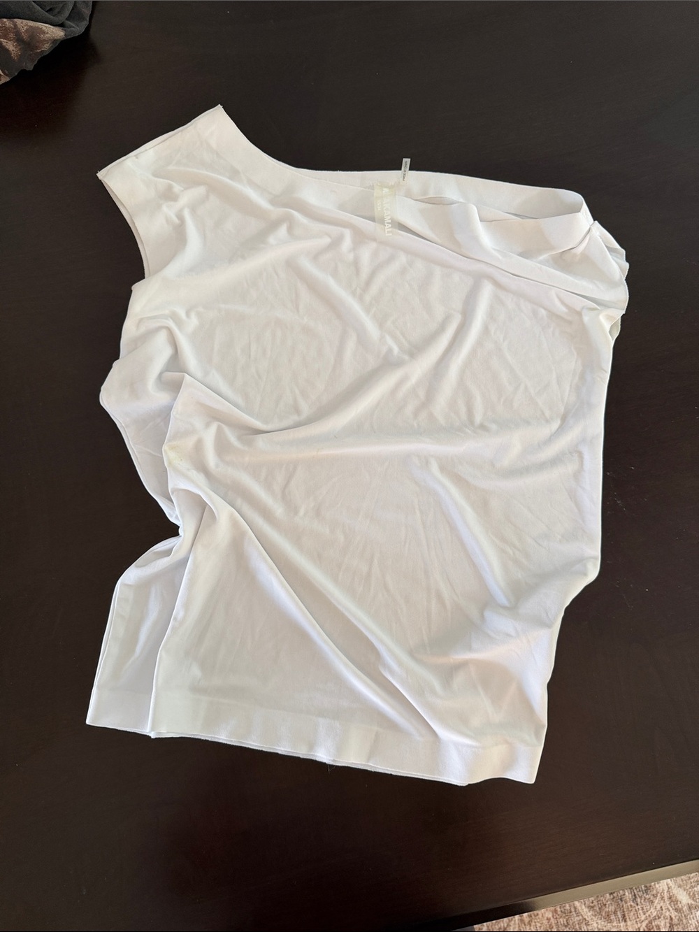Norma Kamali Asymmetric One-Shoulder White Tank Top